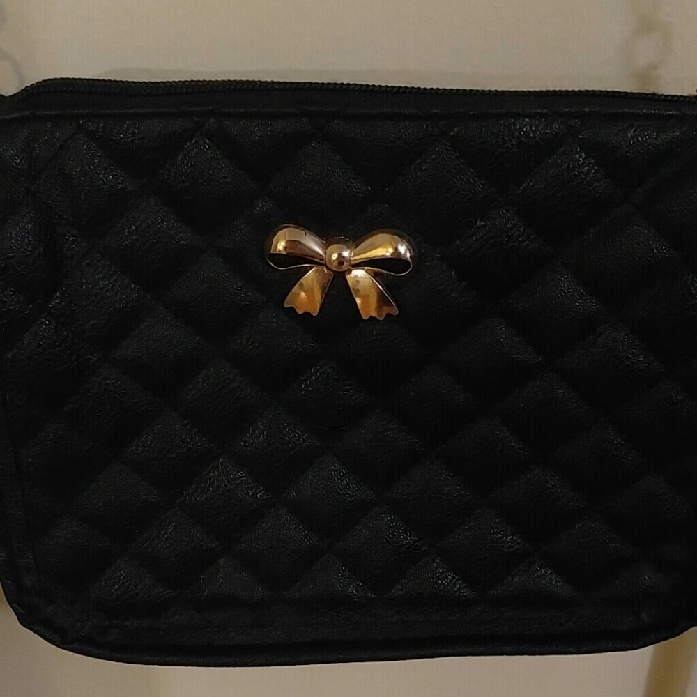 Black Purse with Gold Bow